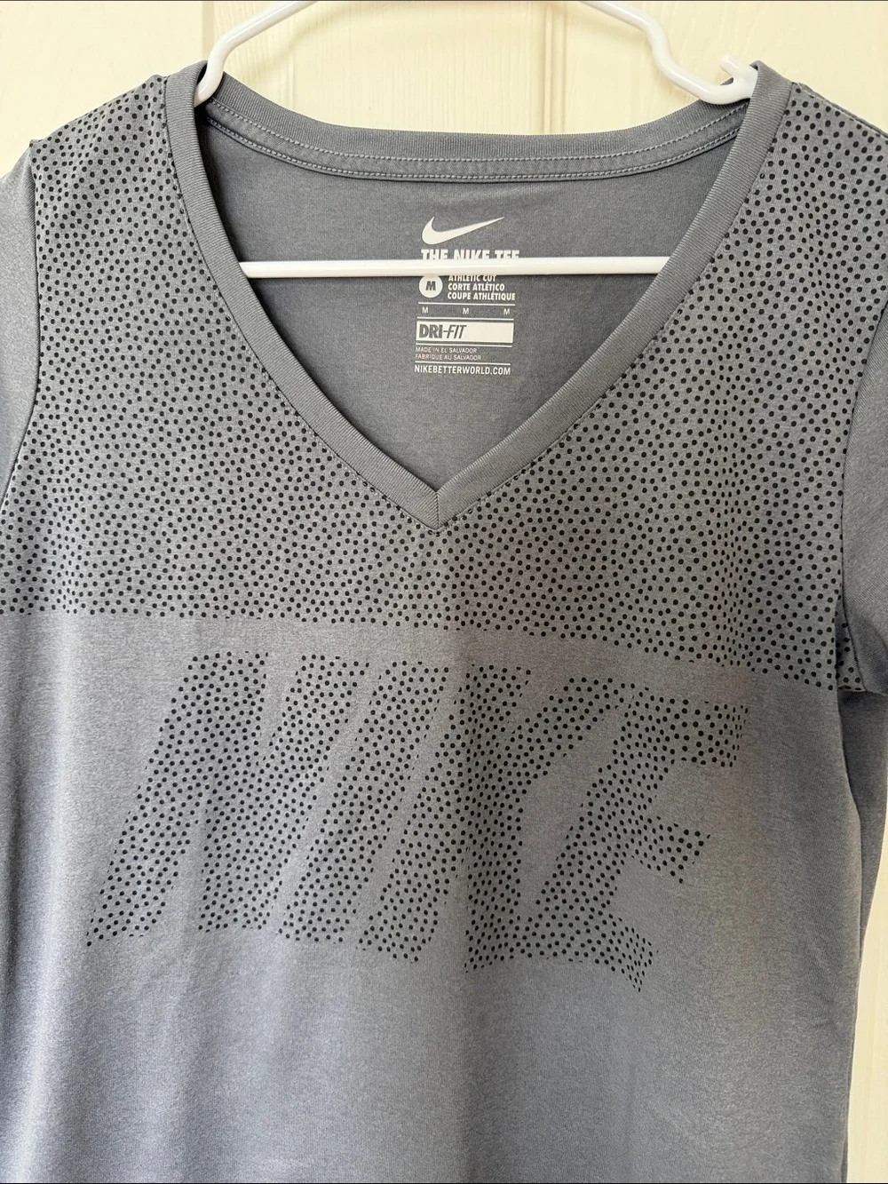 Nike Women's Charcoal Gray Short-Sleeve V-Neck Performance Tee